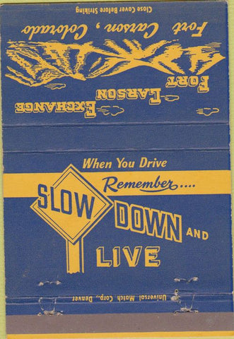 Matchbook Cover - Fort Carson Exchange CO 40 Strike