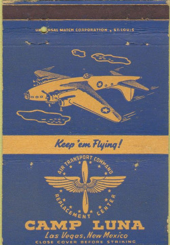 Matchbook Cover - Camp Luna Las Vegas NM military postcard 40 Strike