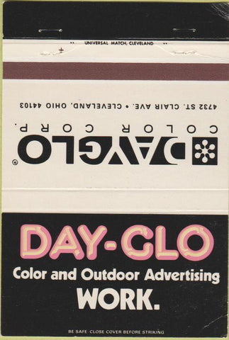 Matchbook Cover - Day Glo Color Matchbooks Cleveland OH WEAR 40 Strike