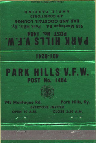 Matchbook Cover - Park Hills VFW KY 40 Strike