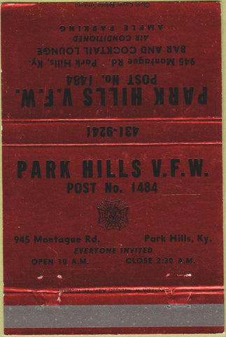 Matchbook Cover - Park Hills VFW KY 40 Strike