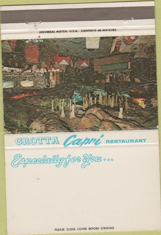 Matchbook Cover - Grotto Capri Restaurant Sydney Australia 40 Strike