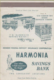 Matchbook Cover - Harmonia Savings Bank Elizabeth NJ 40 Strike