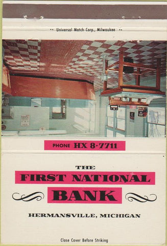 Matchbook Cover - First National Bank Hermansville MI 40 Strike
