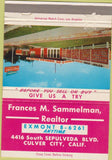 Matchbook Cover - Frances Sammelman Realtor Culver City CA 40 Strike