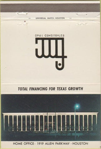 Matchbook Cover - First Mortgage Co Houston San Antonio TX 40 Strike