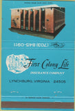 Matchbook Cover - First Colony Life Insurance Lynchburg VA 40 Strike