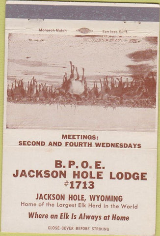 Matchbook Cover - Elks Club Jackson Hole WY 40 Strike