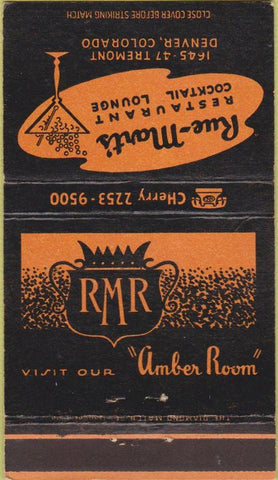 Matchbook Cover - Rue Mart's Restaurant Denver CO 36 Strike
