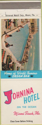 Matchbook Cover - Johnina Hotel Miami Beach FL