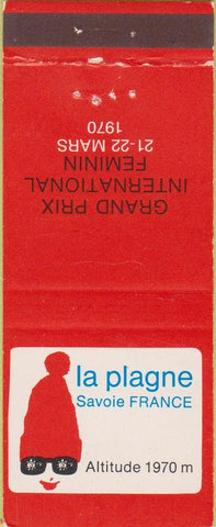 Matchbook Cover - La Plagne Savoie France 1970 Grand Prix Feminin