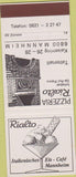 Matchbook Cover - Pizzeria Rialto Germany Pizza