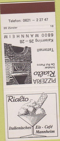 Matchbook Cover - Pizzeria Rialto Germany Pizza