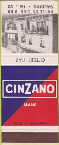 Matchbook Cover - Hotel Du Lion D'Or Salbris France Cinzano Blanc liquor