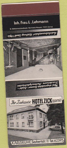 Matchbook Cover - Zuhause Hotel Zick Germany?