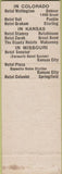 Matchbook Cover - Beck Ross Hotels Sterling CO Great Bend KS SAMPLE