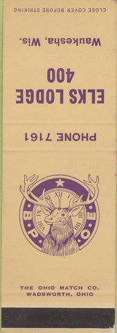 Matchbook Cover - Elks Lodge Waukesha WI SAMPLE