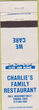 Matchbook Cover - Charlie's Family Restaurant Sabina OH
