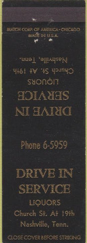 Matchbook Cover - Drive In Liquor Nashville TN