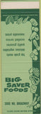 Matchbook Cover - Big Saver Food Grocery SAMPLE