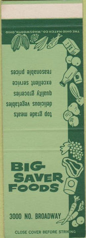 Matchbook Cover - Big Saver Food Grocery SAMPLE