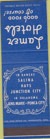 Matchbook Cover - Lamer Hotels Salina Hays Junction City KS SAMPLE