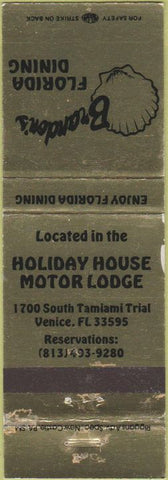 Matchbook Cover - Brandon's Florida Dining motel Venice FL WEAR