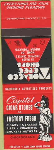 Matchbook Cover - Capitol Cigar Stores Chicago IL SAMPLE