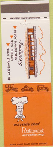 Matchbook Cover - Wayside Chef Restaurant Coffee Portage Mauston WI hamburgers