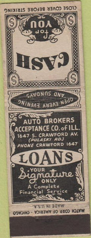 Matchbook Cover - Cash Loans Auto Brokers of IL