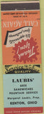 Matchbook Cover - Laubis' Restaurant Kenton OH