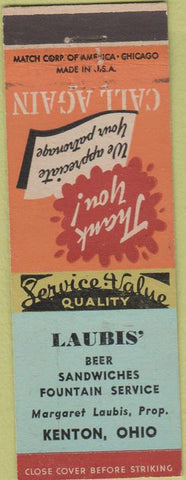 Matchbook Cover - Laubis' Restaurant Kenton OH