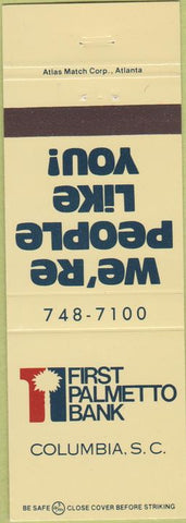 Matchbook Cover - First Palmetto Bank Columbia SC