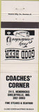 Matchbook Cover - Coaches' Corner Shelbyville IN