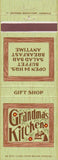 Matchbook Cover - Grandma's Kitchen Mortons Gap KY Oak Grove New Lisbon WI