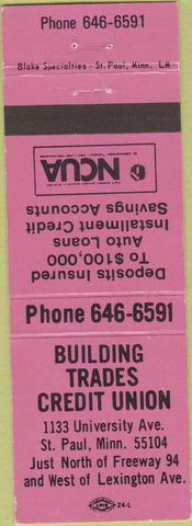 Matchbook Cover - Building Trades Credit Union St Paul MN