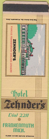 Matchbook Cover - Hotel Zehnder's Frankenmuth MI SAMPLE