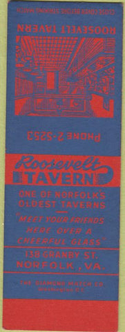 Matchbook Cover - Roosevelt Tavern Norfolk VA SAMPLE