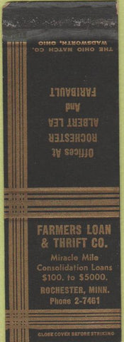 Matchbook Cover - Farmers Loan Thrift Rochester MN SAMPLE