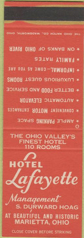 Matchbook Cover - Hotel Lafayette Marietta OH SAMPLE