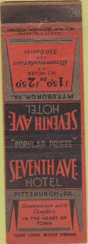 Matchbook Cover - Seventh Ave Hotel New York City WORN