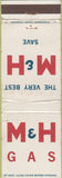 Matchbook Cover - M and H Gas oil WEAR