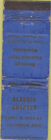 Matchbook Cover - Aladdin Cahpter Columbus OH POOR