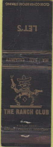 Matchbook Cover - The Ranch Club NO Town WORN