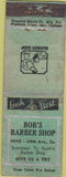 Matchbook Cover - Bob's Barber Shop NO TOWN WORN