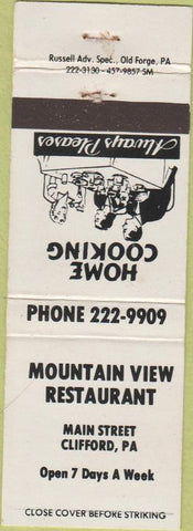 Matchbook Cover - Mountain View Restaurant Clifford PA