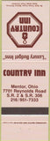 Matchbook Cover - Country Inn Mentor OH