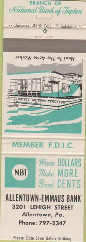 Matchbook Cover - Allentown Emmaus Bank Allentown PA