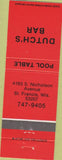 Matchbook Cover - Dutch's Bar St Francis WI Billiards