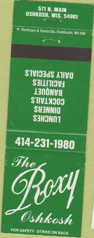 Matchbook Cover - The Roxy Oshkosh WI